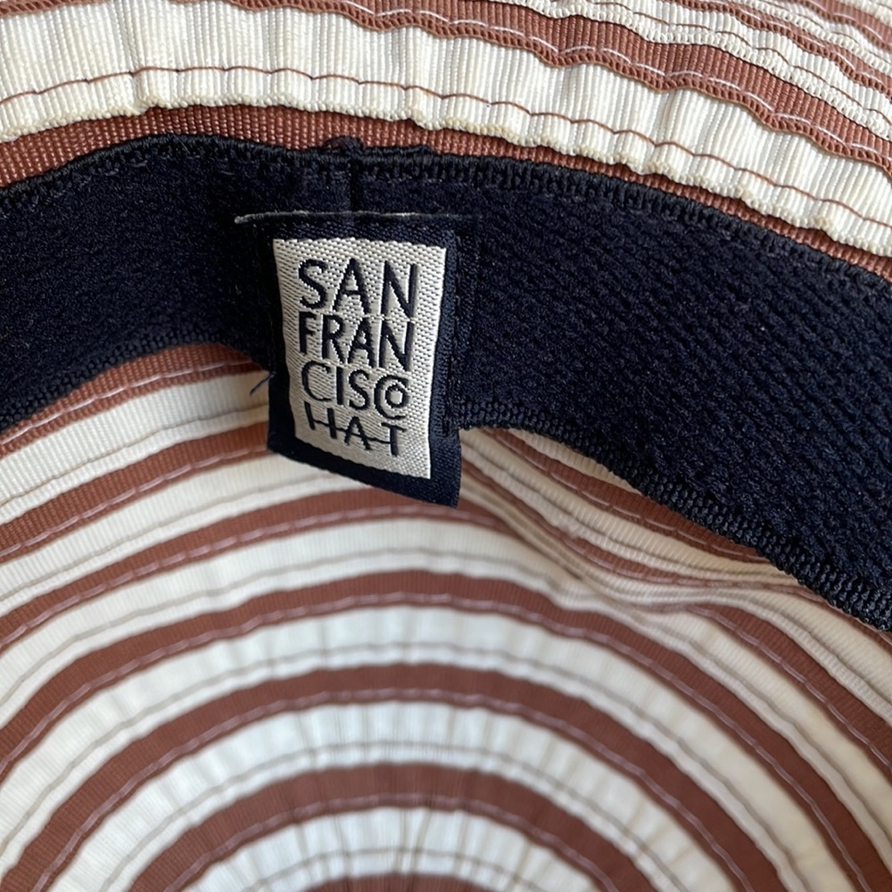 Cream and light brown striped sun hat by San Francisco Hat - protective & cute! - Picture 4 of 9